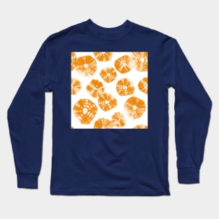 Shibori Kumo orange dots over white Long Sleeve T-Shirt